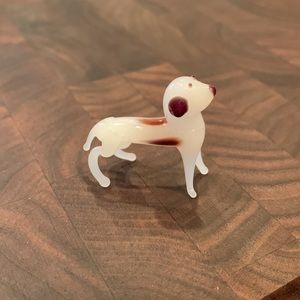 Blown Glass Miniature Brown & White Dog